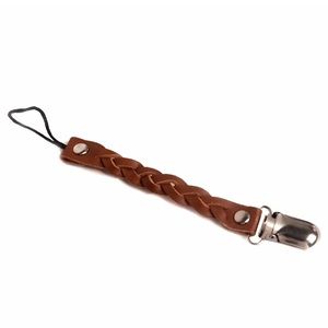 Leather pacifier clip